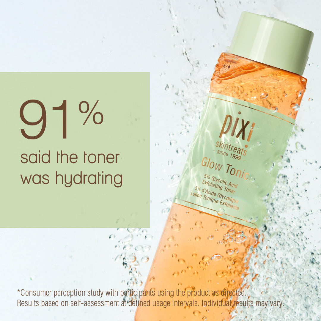 Glow Tonic Consumer Perception Study - 91% said the toner was hydrating.

Consumer Perception study with participants using the product as directed. Results based on self-assessment at defined usage intervals. Individual results may vary.