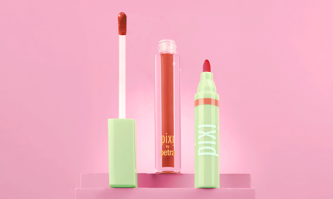 Lipstick Duos shown on a pink background - View 2