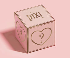 A pink Mystery Bundle box shown on a pink background 